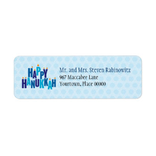 Blue Hanukkah Candle Lights Return Address Label