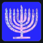 Blue Hanukkah Menorah 4Ruth Square Sticker<br><div class="desc">You will love decorating your gifts with our menorah stickers!</div>