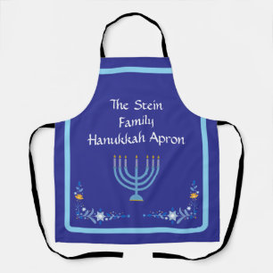 Blue HANUKKAH Menorah Customise  Apron