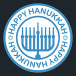 Blue Hanukkah Menorah Sticker<br><div class="desc">Blue Hanukkah Menorah Sticker to decorate this holiday season</div>