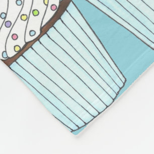 Blue Happy Birthday Cupcake Cake Sprinkles Candle Fleece Blanket