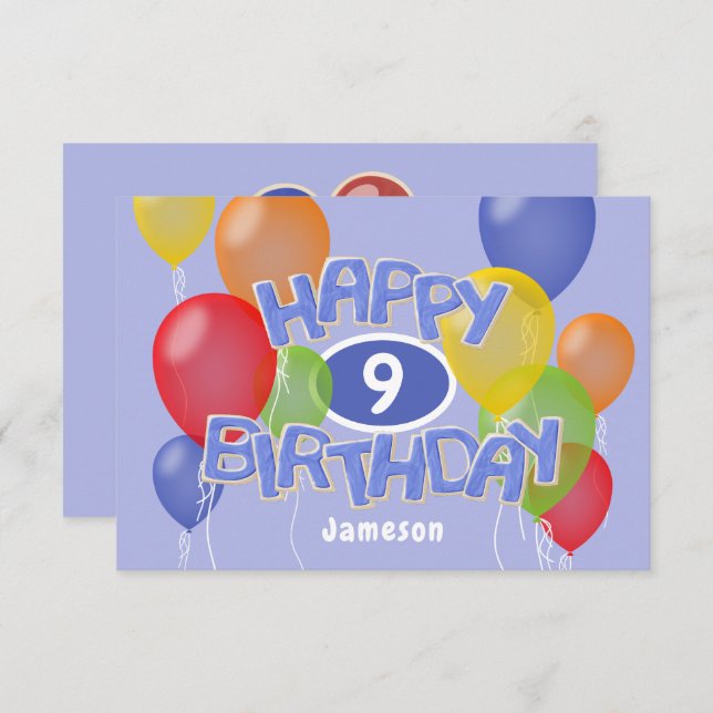 blue happy birthday cutout cookies w balloons card (Front/Back)
