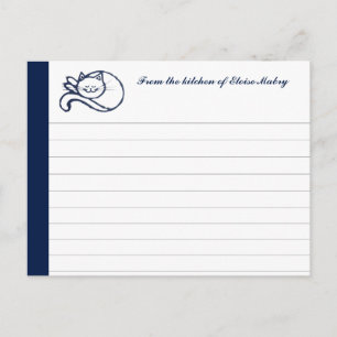 Blue Happy Cat Personalised Recipe Cards