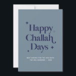 Blue Happy Challah Days Funny Hanukkah Holiday Card<br><div class="desc">© Gorjo Designs. Made for you via the Zazzle platform.

// Need help customising your design? Got other ideas? Feel free to contact me (Zoe) directly via the contact button below.</div>