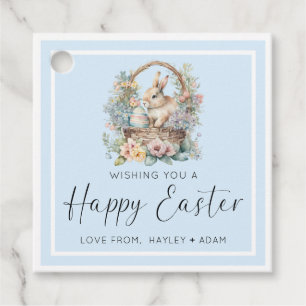 Blue Happy Easter Bunny Favour Tags