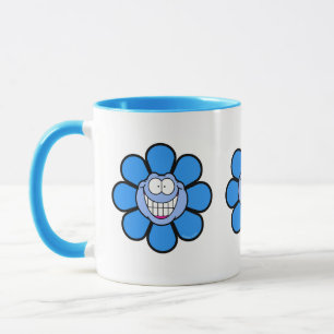 Blue Happy Face Big Smile Screwball Graphics Mug