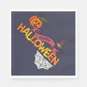 Blue Happy Halloween Greeting Napkin