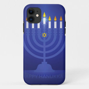 blue happy hanukkah iPhone 11 case