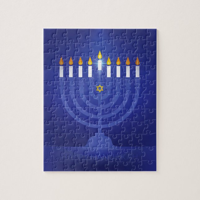 blue happy hanukkah jigsaw puzzle (Vertical)