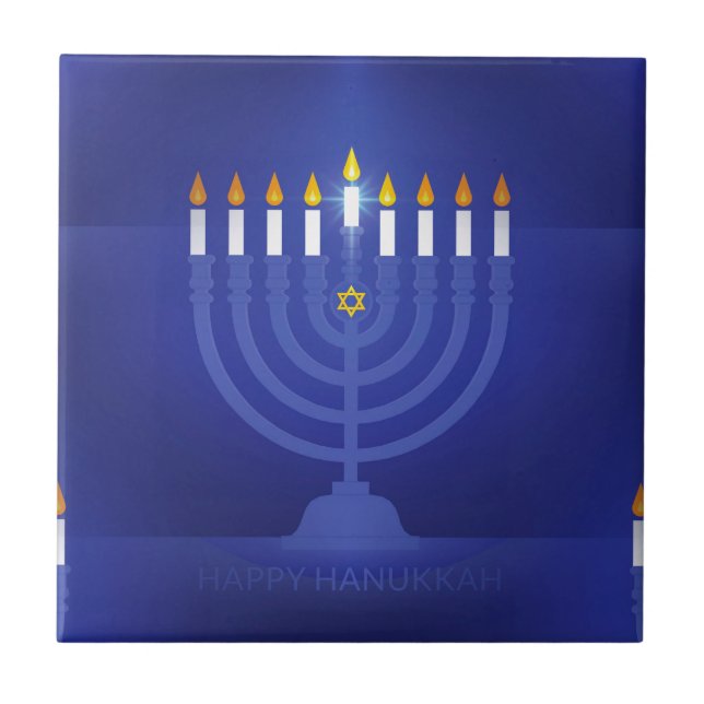 blue happy hanukkah tile (Front)
