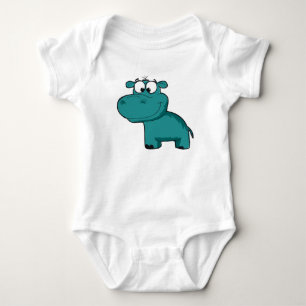 Blue Happy Hippo Baby Bodysuit