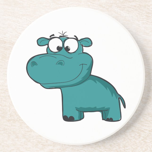 Blue Happy Hippo Coaster (Front)