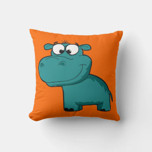 Blue Happy Hippo Cushion