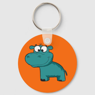 Blue Happy Hippo Key Ring