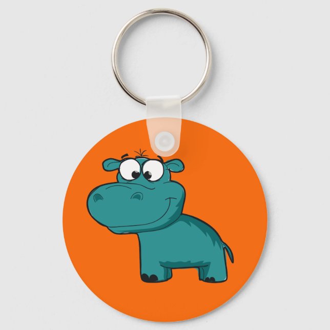 Blue Happy Hippo Key Ring (Front)