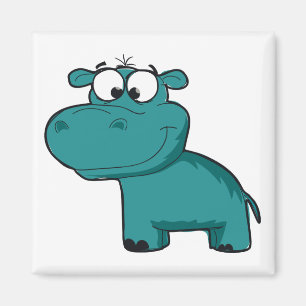 Blue Happy Hippo Magnet
