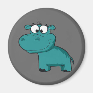 Blue Happy Hippo Magnet