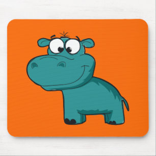 Blue Happy Hippo Mouse Pad