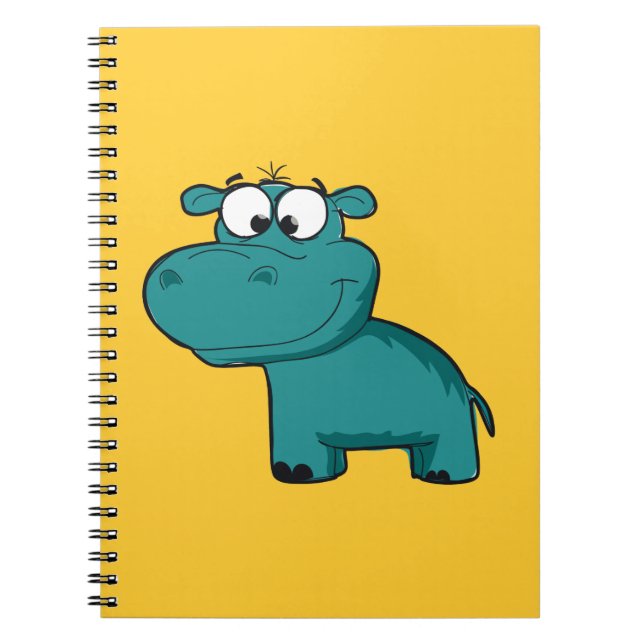 Blue Happy Hippo Notebook (Front)