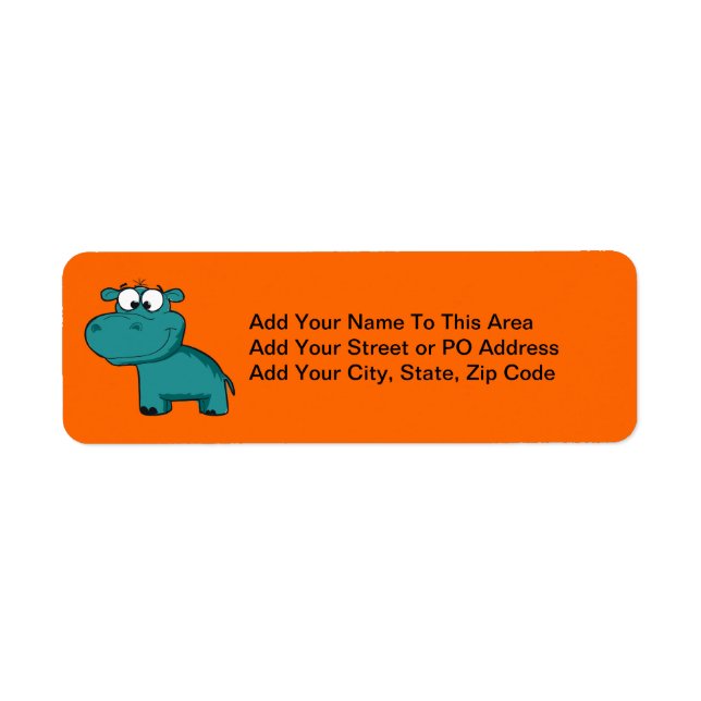 Blue Happy Hippo Return Address Label (Front)