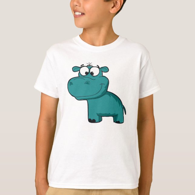 Blue Happy Hippo T-Shirt (Front)