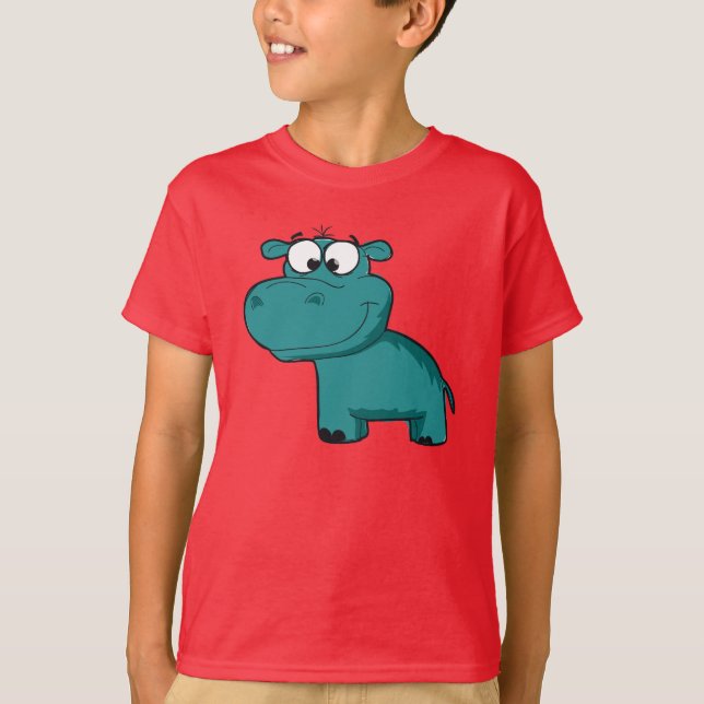 Blue Happy Hippo T-Shirt (Front)