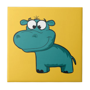 Blue Happy Hippo Tile
