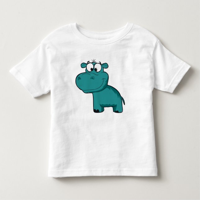 Blue Happy Hippo Toddler T-Shirt (Front)