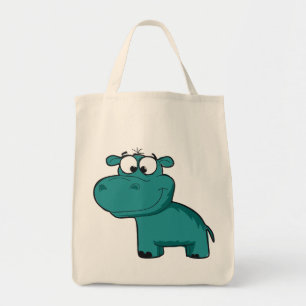 Blue Happy Hippo Tote Bag