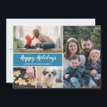 Blue  Happy Holidays Family Photo Christmas Holiday Card<br><div class="desc">Your beautiful family photos deserve to be shared during this time of year as you send warm wishes. Personalise this modern design with your family's Christmas Holiday greeting. The blue accent colour can be easily switched with your Christmas motif this year.</div>