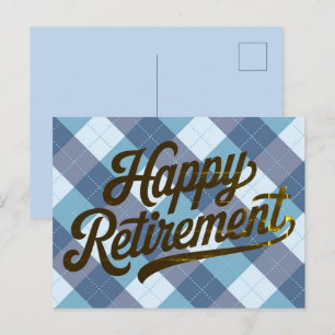 Blue Happy Retirement Postcard