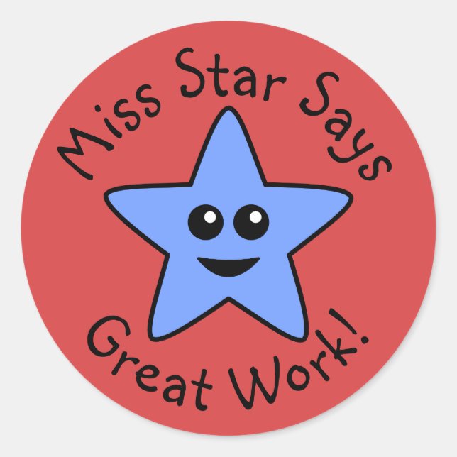 Blue Happy Star Great Work Stickers (Front)