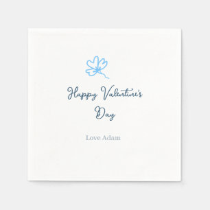 Blue happy Valentine's day love name flower rustic Napkin