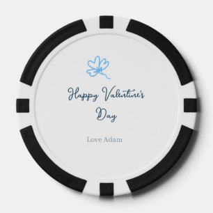 Blue happy Valentine's day love name flower rustic Poker Chips