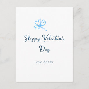 Blue happy Valentine's day love name flower rustic Postcard