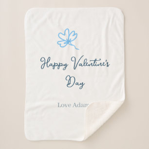 Blue happy Valentine's day love name flower rustic Sherpa Blanket