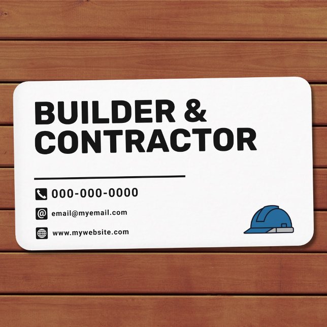 Blue Hard Hat - Builder & Contractor Business Card (Blue Hard Hat - Builder & Contractor Business Card)