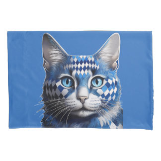 Blue Harlequin Cat  Pillowcase