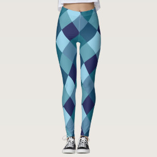 Blue Harlequin Pattern Leggings