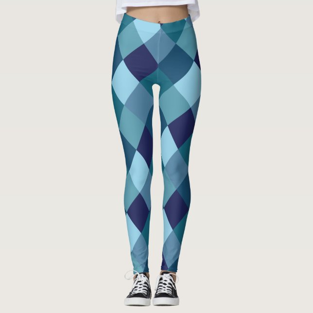 Blue Harlequin Pattern Leggings (Front)