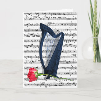 Blue harp and Roses Card