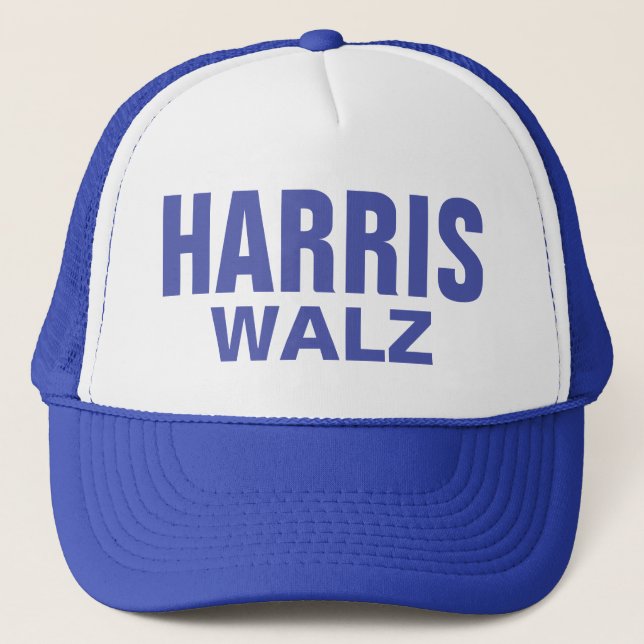 Blue Harris Walz Trucker Hat (Front)