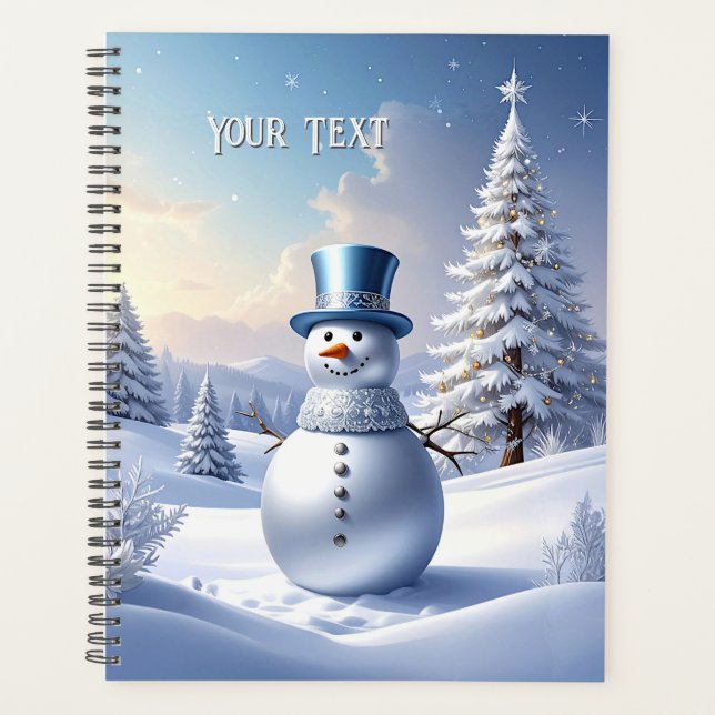 Blue Hat Snowman Christmas Tree Holiday Planner (Front)