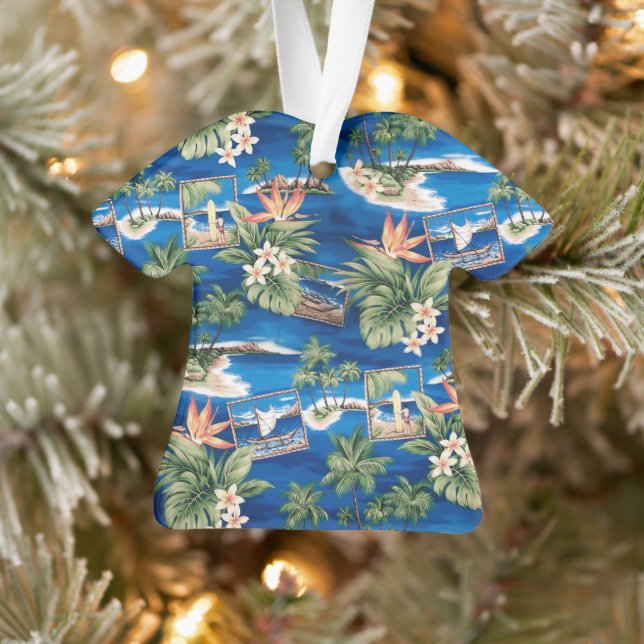 Blue Hawaii Aloha Shirt Ornament (Tree)