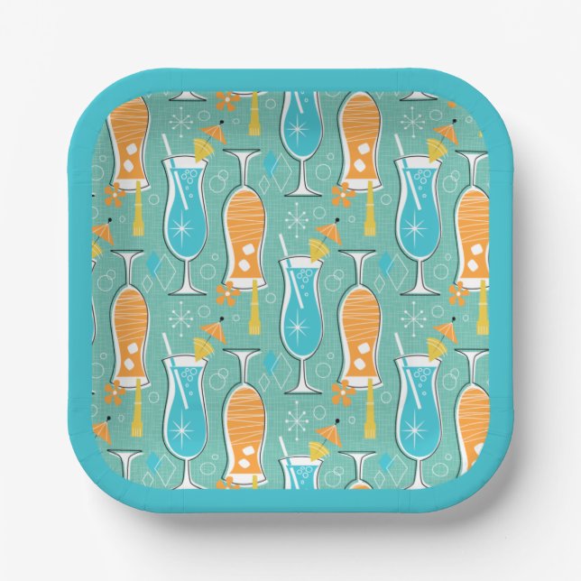 Blue Hawaii and Tropical Itch - Bg Turquoise Paper Plate (Front)
