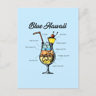 Blue Hawaii Cocktail Recipe Holiday Postcard