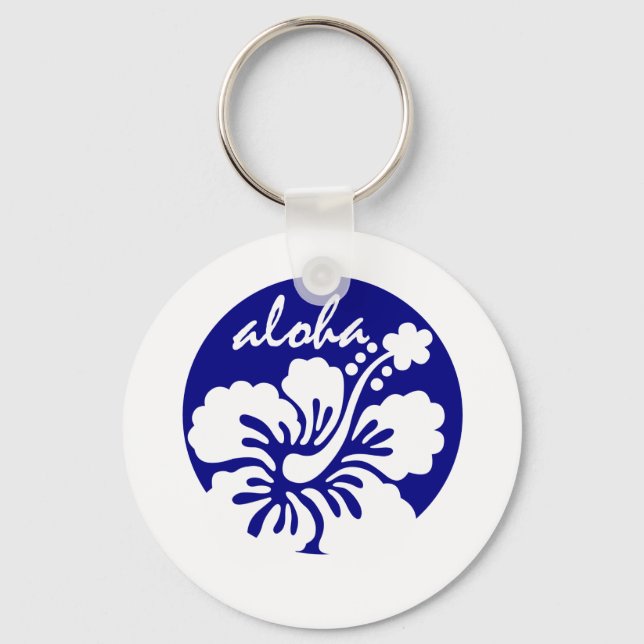blue Hawaii flower Key Ring (Front)