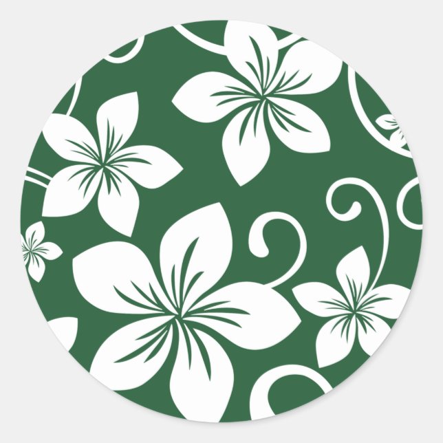 BLUE HAWAII (FOREST GREEN) CLASSIC ROUND STICKER (Front)