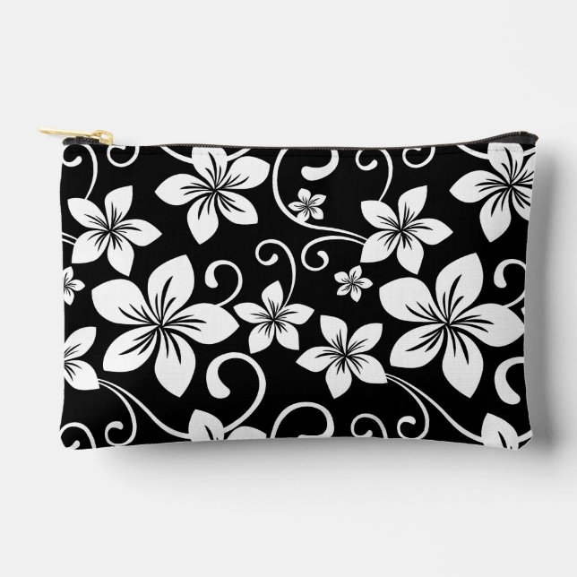 BLUE HAWAII PATTERN IN BLACK ACCESSORY POUCH (Front)