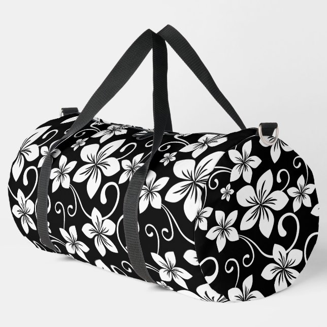 BLUE HAWAII PATTERN IN BLACK DUFFLE BAG (Left Corner)